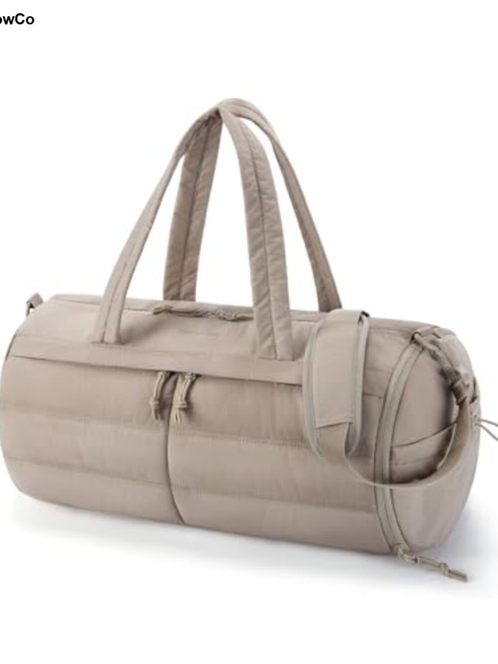 Puffer Gym Bag for Women, Lightweight Duffel with Shoe Compartment, Weekender